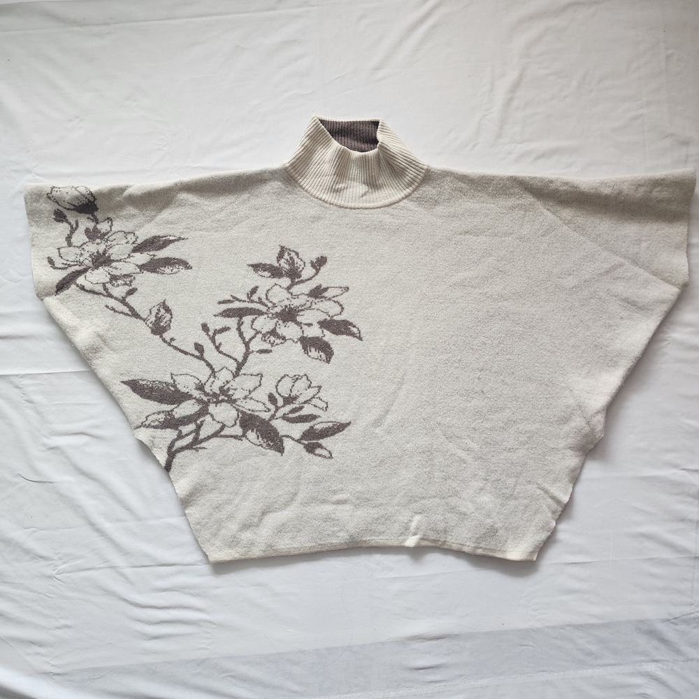 Note di Anita Wool Cashmere Shrug Sweater Poncho One Size Tan/Beige Italy